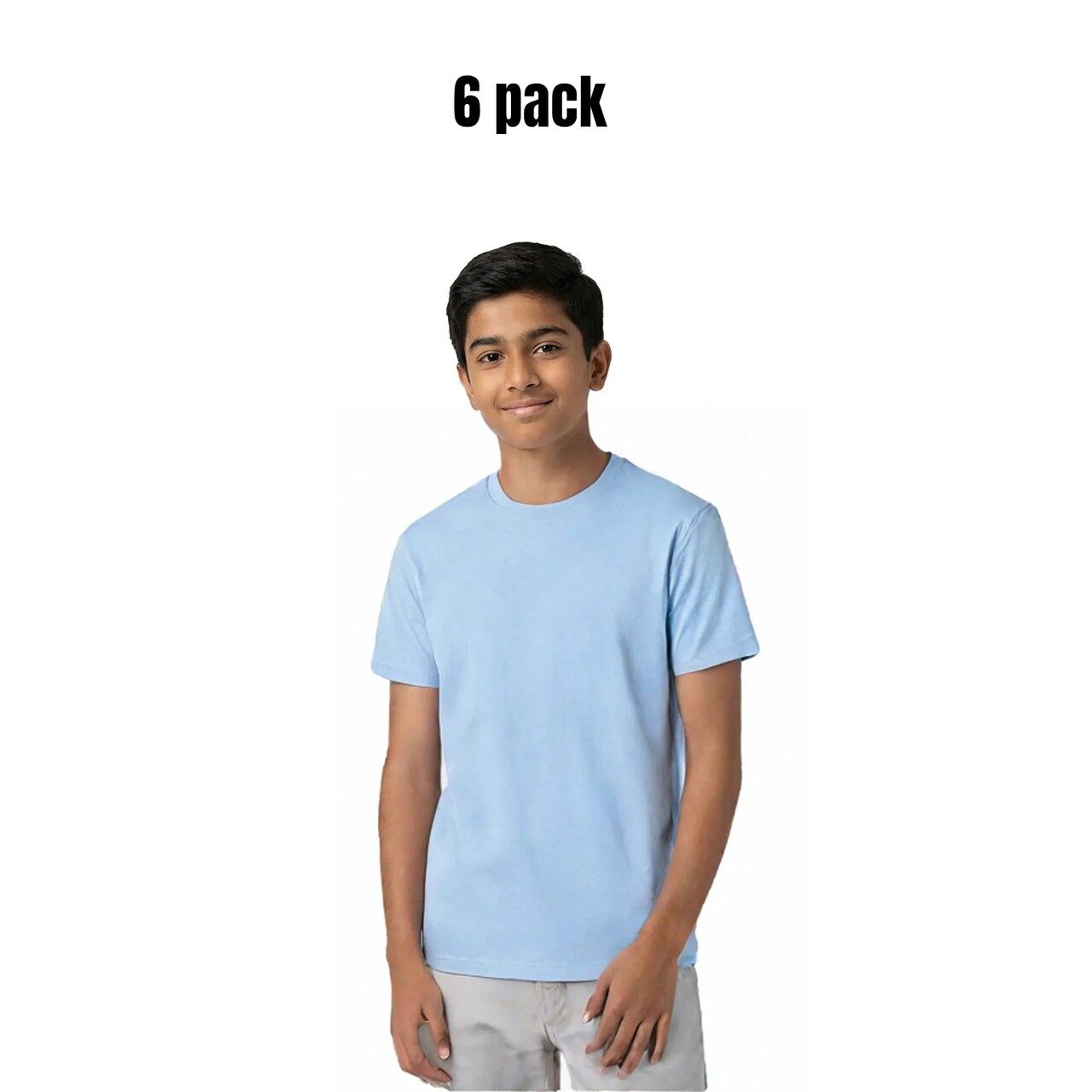 6 Pack Hanes Essential-T Youth Crewneck Short Sleeve T-Shirt for School, Casual & Bulk Everyday Wear